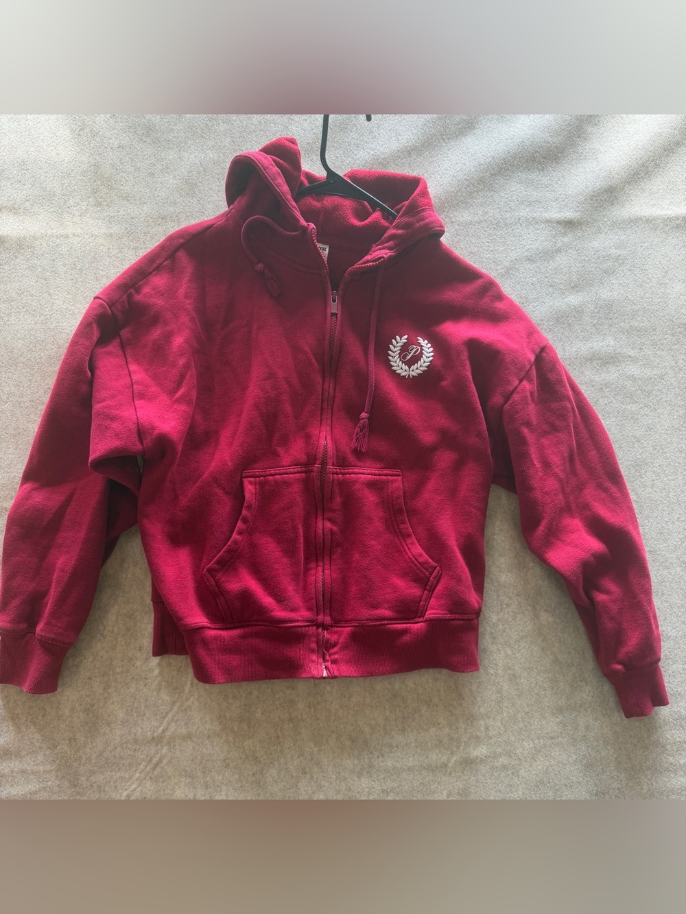 PINK Victoria's Secret Men's Zip Hoodie in Deep Berry
